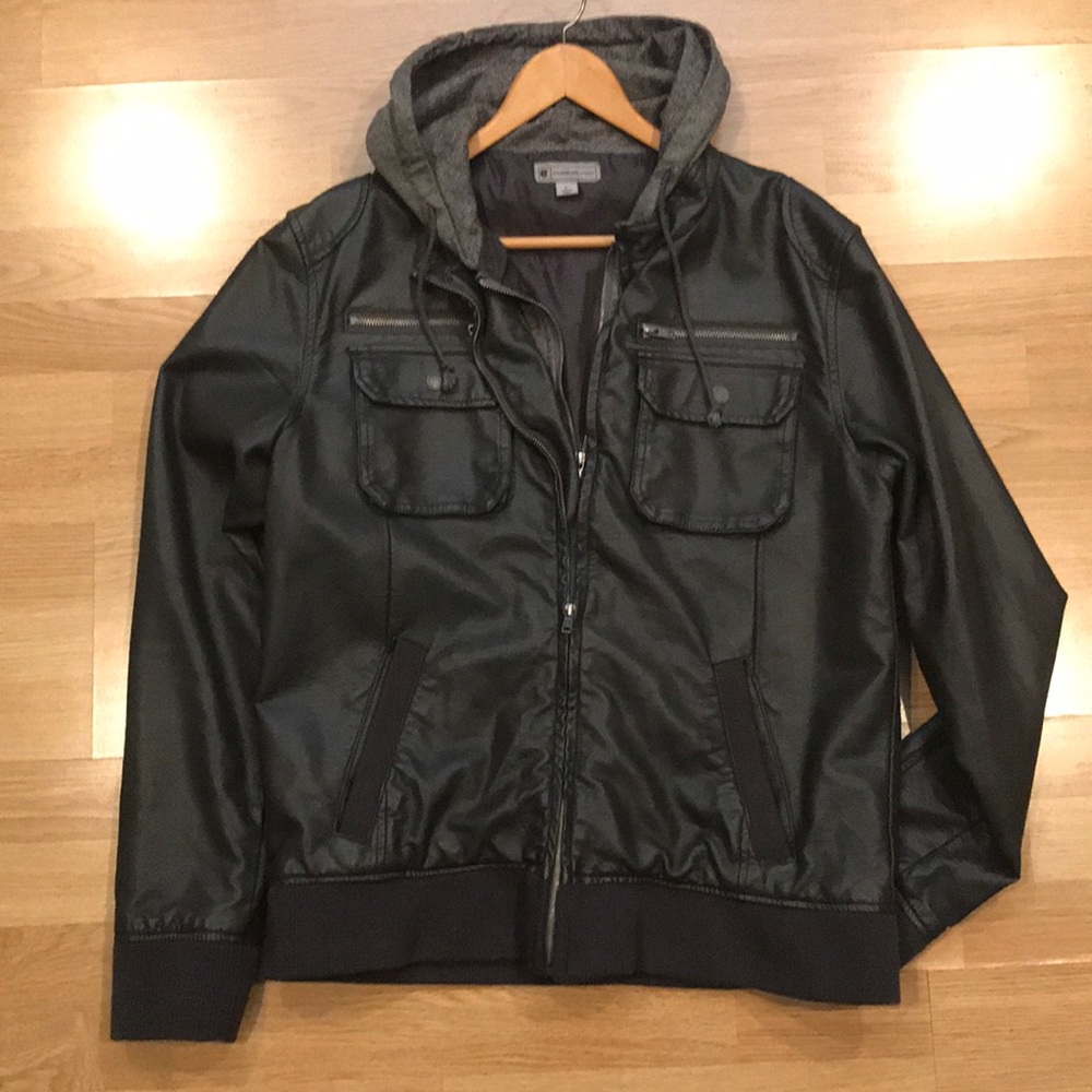 Hooded Vegan Leather Jacket